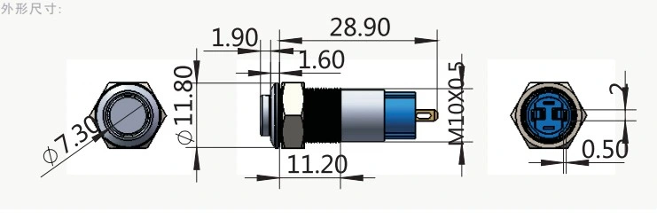 CMP Metal Mini 1no Spst Push Button 10mm Switch