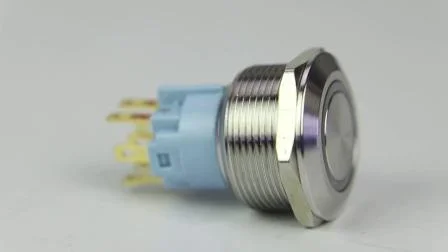 Interruptor de botón pulsador de metal con luz LED de enclavamiento de 6 pines planos de 22 mm
