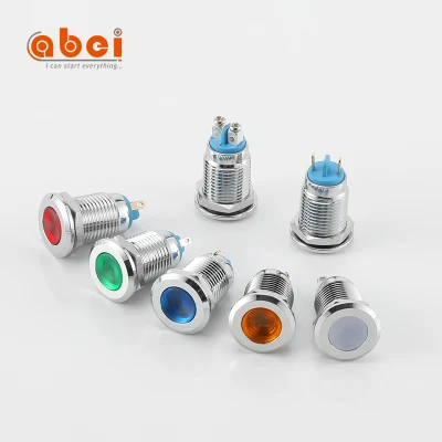 Lámpara indicadora Abei de 12 mm de metal a prueba de agua IP67 DC6V / 220V Terminales de cable con tornillo / clavija Luces indicadoras LED