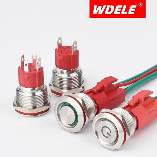 Wdele 16 mm momentáneo enganche DC 12 V LED impermeable interruptor de botón de metal