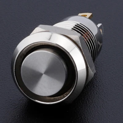 Interruptor de botón pulsador de metal Cabeza redonda alta de 8 mm 1no Interruptor de botón pulsador LED de anillo de terminal momentáneo de 4 pines