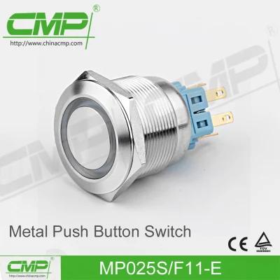 Interruptor de botón pulsador de cabeza plana de 25 mm (MP25S/F11-E)