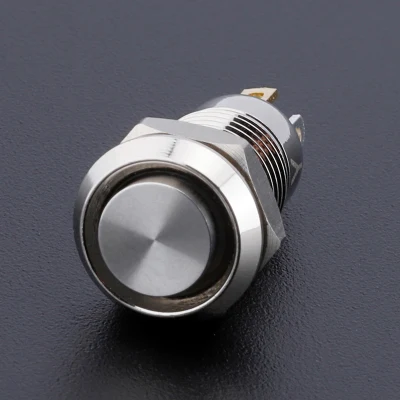 Interruptor de botón pulsador de 10 mm Bloqueo automático Alto plano 1no Anillo de enganche impermeable Interruptor de botón pulsador LED